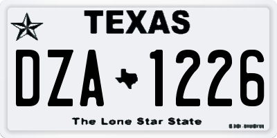 TX license plate DZA1226