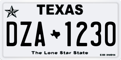 TX license plate DZA1230