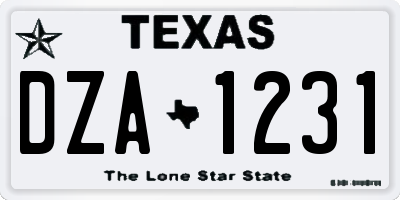 TX license plate DZA1231