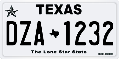 TX license plate DZA1232