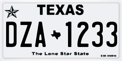 TX license plate DZA1233