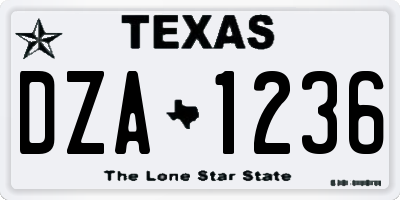 TX license plate DZA1236