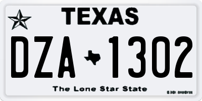 TX license plate DZA1302