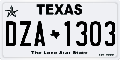 TX license plate DZA1303