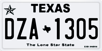 TX license plate DZA1305