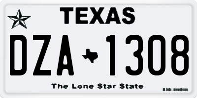 TX license plate DZA1308