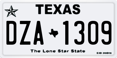 TX license plate DZA1309