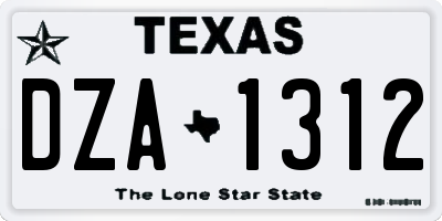 TX license plate DZA1312