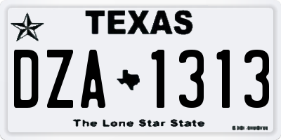 TX license plate DZA1313
