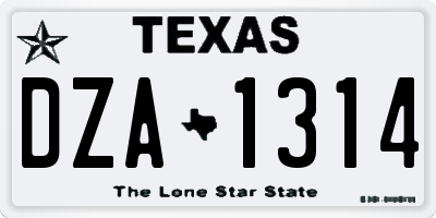 TX license plate DZA1314