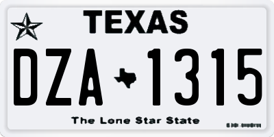 TX license plate DZA1315