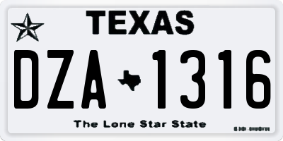 TX license plate DZA1316
