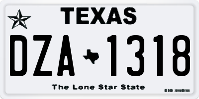 TX license plate DZA1318