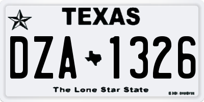 TX license plate DZA1326