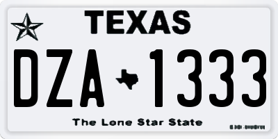 TX license plate DZA1333