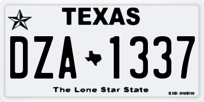 TX license plate DZA1337