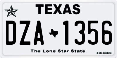 TX license plate DZA1356