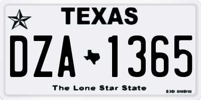 TX license plate DZA1365