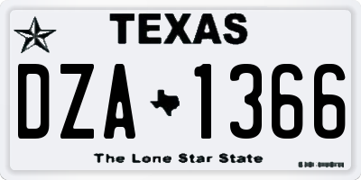 TX license plate DZA1366