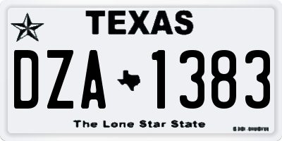 TX license plate DZA1383