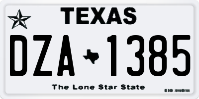 TX license plate DZA1385