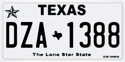 TX license plate DZA1388
