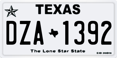 TX license plate DZA1392