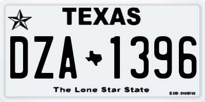 TX license plate DZA1396