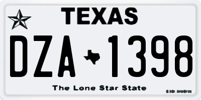 TX license plate DZA1398