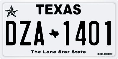 TX license plate DZA1401