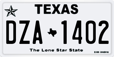 TX license plate DZA1402