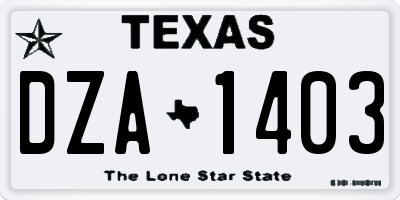 TX license plate DZA1403