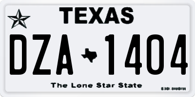 TX license plate DZA1404