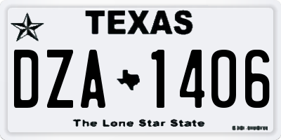 TX license plate DZA1406