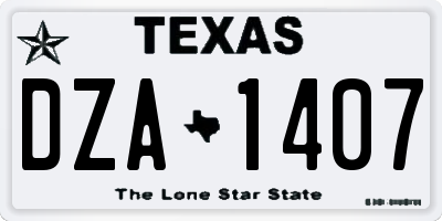 TX license plate DZA1407