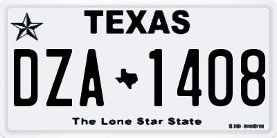 TX license plate DZA1408