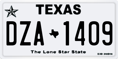 TX license plate DZA1409