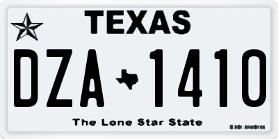 TX license plate DZA1410