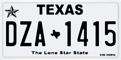 TX license plate DZA1415