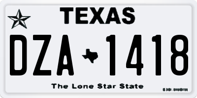 TX license plate DZA1418
