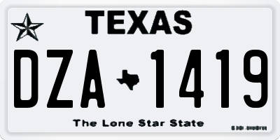 TX license plate DZA1419