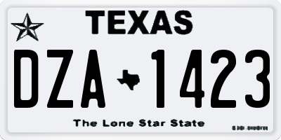 TX license plate DZA1423