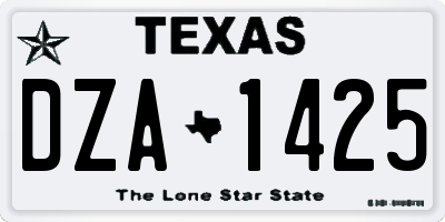 TX license plate DZA1425