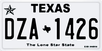 TX license plate DZA1426