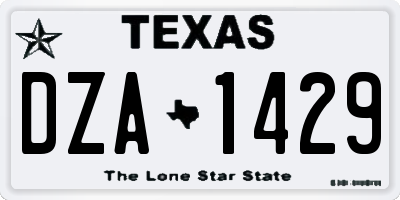 TX license plate DZA1429