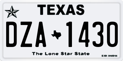 TX license plate DZA1430