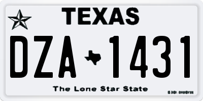 TX license plate DZA1431