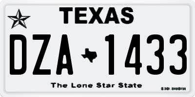 TX license plate DZA1433