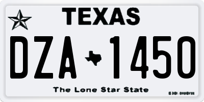TX license plate DZA1450
