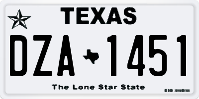 TX license plate DZA1451